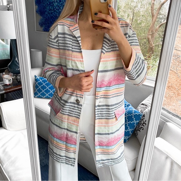 🌷 ALBA MODA WHITE MULTI STRIPE SPRING JACKET! - Picture 5 of 15